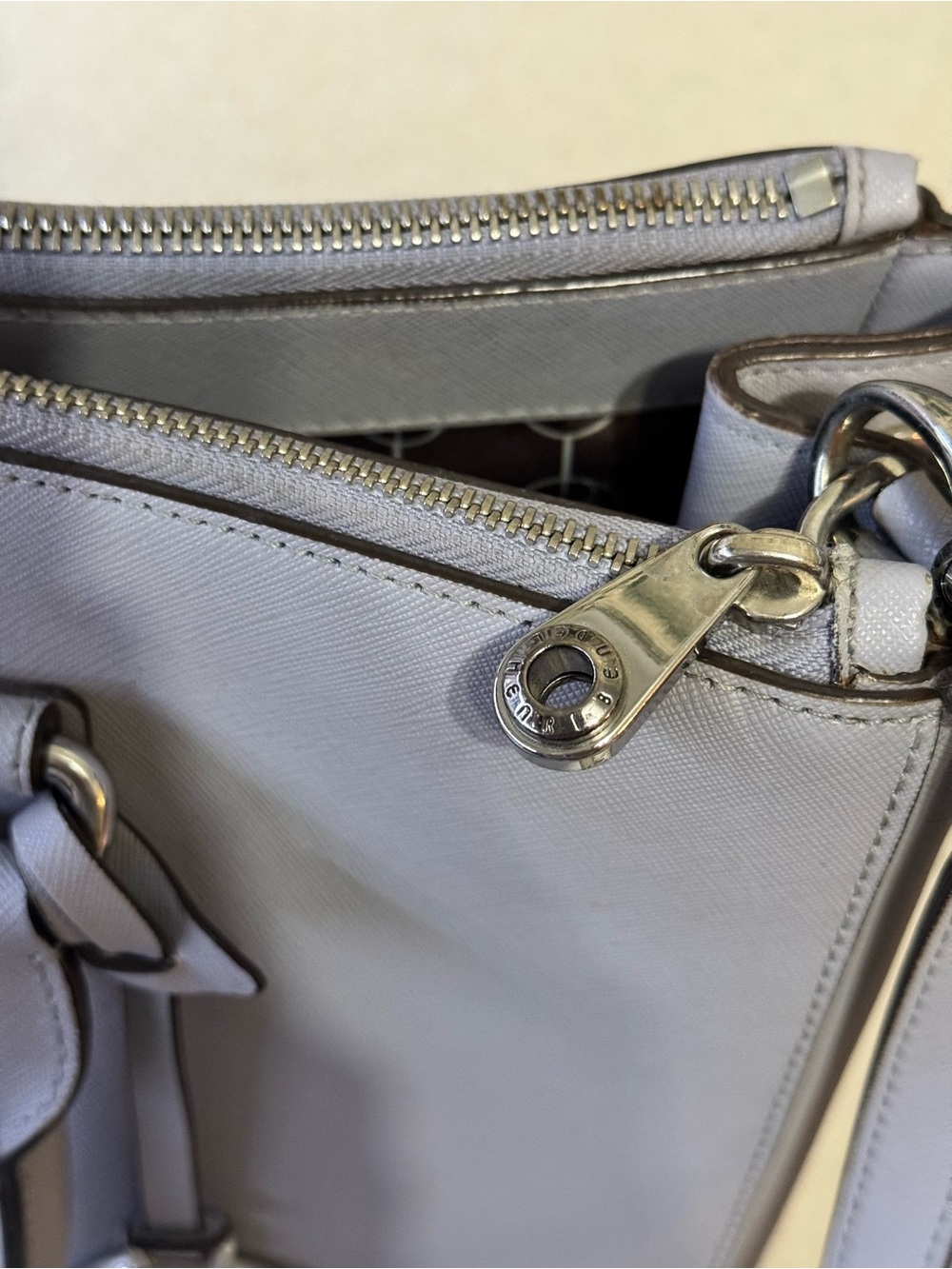 henri bendel Pale Grey Saffiano Satchel with Detachable Strap - Picture 12 of 15